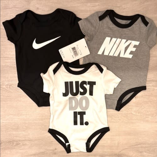 Nike Black and Gray Baby Onesie Bodysuits