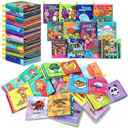 Baby Bath Books,Nontoxic Fabric Soft Baby Cloth Books,Early Education Toys,Waterproof Baby Books for Toddler, Infants Perfect Shower Toys,Kids Bath Toys Best Gift(Pack of 12)