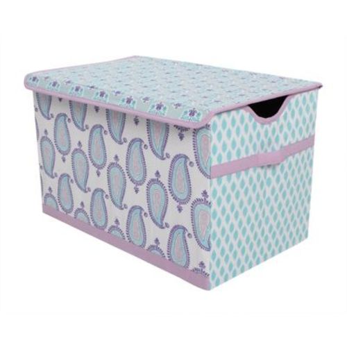 Bacati - Isabella Paisley Aqua/Lilac/Purple Fabric Storage Toy Chest
