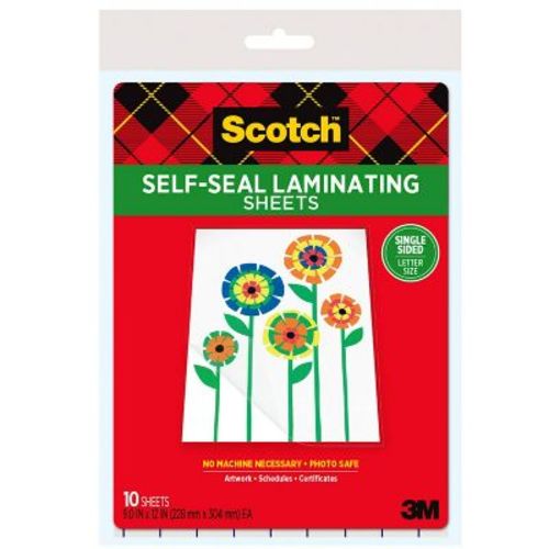 Scotch 10ct Self-Seal Laminating Sheets Letter Size: No Machine Needed, 9x12, Art & Office Supplies