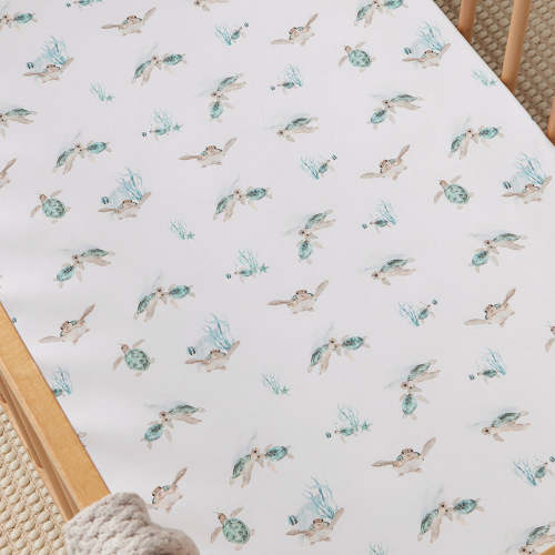 Snuggle Hunny Turtle Organic Fitted Cot Sheet