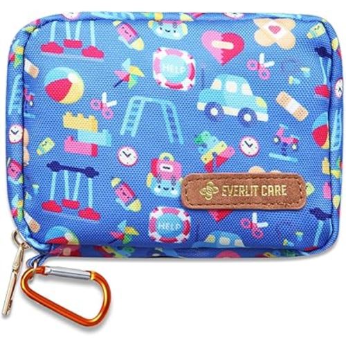 EVERLIT Mini Rescue Pack | 105 Medical Essentials Organized in Portable Storage Bag | Pocket Size Kids First Aid Kit with D Ring | Small Family-Friendly Travel Medical Kit (Playground)