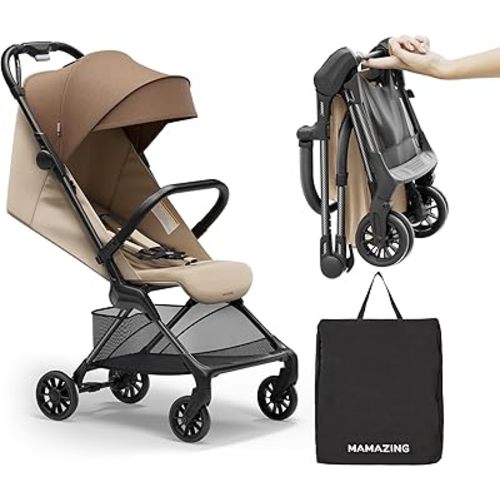 MAMAZING Ultra Air X Travel Stroller - Ultra-Lightweight Under 10 lbs, Carbon Fiber Frame & Airplane Friendly, Lightweight Stroller with Reclining Seat, UPF 50+ Canopy & Travel Bag
