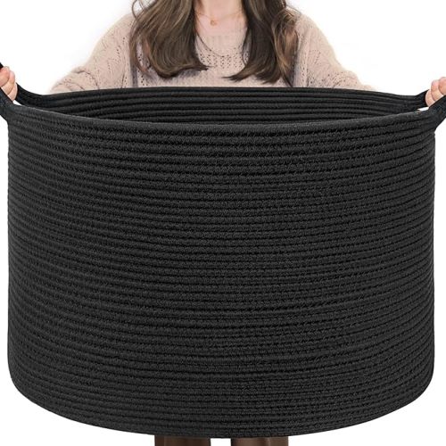 INDRESSME XXXLarge Woven Rope Blanket Basket Living Room Brown, 90L