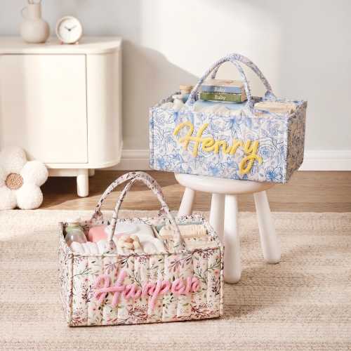 Personalized Baby Storage Basket : Custom Name Diaper Caddy, Mother's Day Gift For New Mom