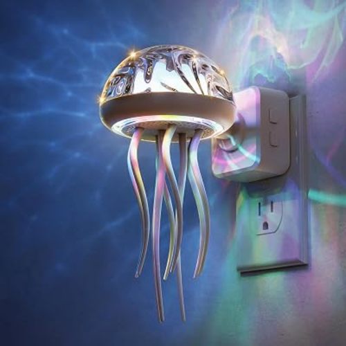 L LOHAS LED Night Lights Plug Into Wall, Night Lights Jellyfish Projector with Dusk to Dawn Sensor, 180°Dynamic Rotating Night Light for Kids Adults Teen Girl Gifts Room Decor Aesthetic