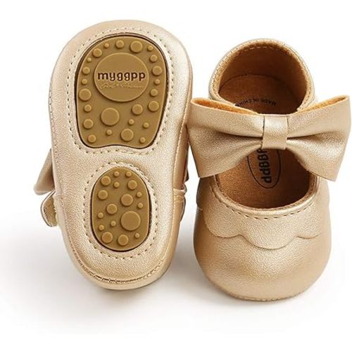 HsdsBebe Infant Baby Girls Mary Jane Flats Bow Non-Slip Soft Sole Princess Toddler First Walkers Sneaker Wedding Dress Shoes