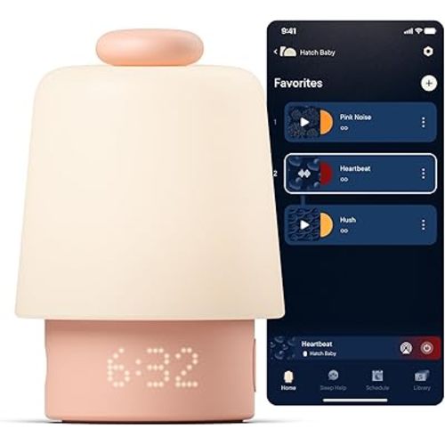 Hatch Baby Sound Machine, Night Light | Hatch Baby Model | Sleep Support | Registry Essential, Routine Builder, Time-to-Rise Alarm Clock, White Noise, Nursery Stories, Toddler Kids (Wi-Fi), Peach