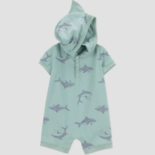 Carter's Just One You® Baby Boys' Shark Hooded Romper - Green 12M
