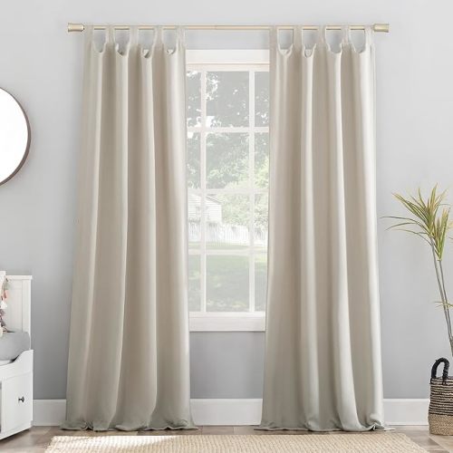 Sun Zero Easton Energy Saving Blackout Tab Top Curtain Panel, 40" x 84", Pearl
