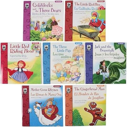 Constructive Playthings Classic Children’s Story Book Set, Bilingual Childrens Books for Babies in English and Spanish, Softcover, Hands on Learning, Early Childhood Classroom Supplies, All Ages