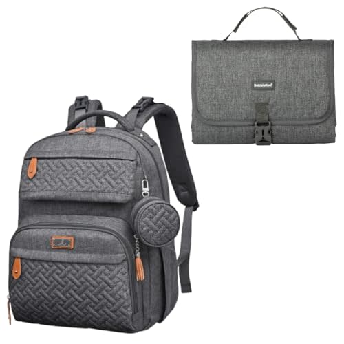 BabbleRoo Portable Changing Pad Dark Gray & Travel Diaper Bag Dark Gray