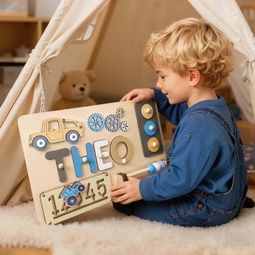 Name Puzzle Montessori Busy board for Toddlers ,Personalized Puzzle, Wooden Toy, Baby Shower, Christmas&1st Birthday Gift