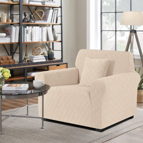 Rebrilliant Wald 1 Seat Stretch Jacquard All Seasons Sofa Slipcovers 1-Piece Couch Sofa Covers With 1 Pillow Cover & Reviews | Wayfair