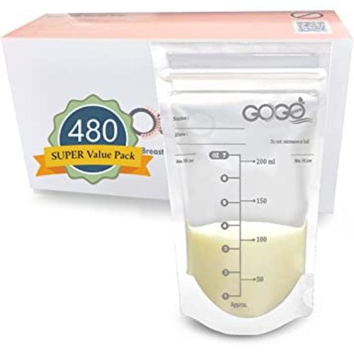 480 Count (8 Pack of 60 Bags) Super Value Pack Breastmilk Storage Bags - 7 OZ, EACH PRE-STERILIZED By Gamma Ray, BPA Free, Leak Proof Double Zipper Seal, Self Standing (60 Count (Pack of 8))