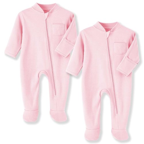 Eleven's Kingdom Baby Kids Sleep and Play,Baby Cotton Pajamas with Mitten Cuffs, 2 Way Zipper Footed Sleeper 0-12 Month