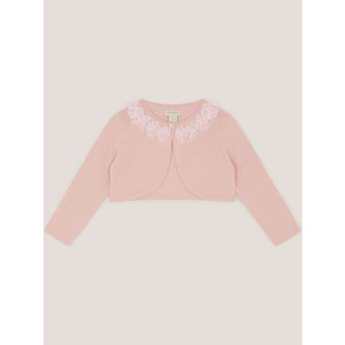 Monsoon Pink Baby Ottilie Appliqué Rose Cardigan