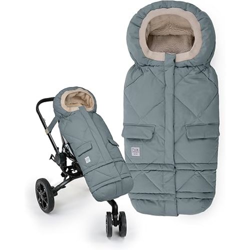 7AM Enfant Stroller Blanket 212 - Adjustable Baby Car Seat Zipped Blanket for Babies Winter, Unisex Multi Purpose Fleece Lined Warm Hooded Toddler Footmuff Water Repellent | (6M - 4T)