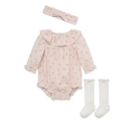 Rosebud Woven Bubble & Headband Set w/ Socks