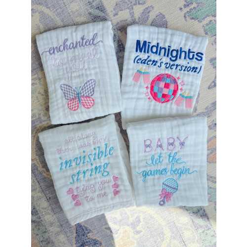 Taylor Swift Baby Burp Cloth: Embroidered Swiftie Newborn Gift