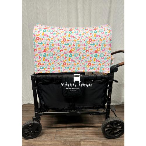 Made to order- Bright Leopard Canopy, Seat Covers, for your Wonderfold Wagon, Rainbow Baby Wagon, Joymor Wagon