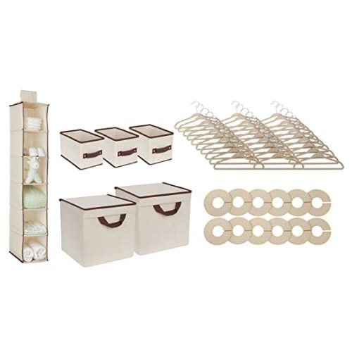 Delta Children Nursery Storage 48 Piece Set - Easy Storage/Organization Solution - Keeps Bedroom, Nursery & Closet Clean, Beige