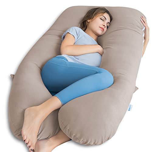 QUEEN ROSE Pregnancy Pillow, U Shaped Full Body Pillows for Sleeping Support, 55 Inch Maternity Pillow for Pregnant Women, Nomad