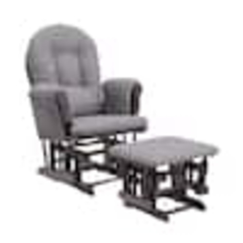 Storkcraft Espresso With Gray Swirl Cushion Hoop Glider And Ottoman Set 06550-6159