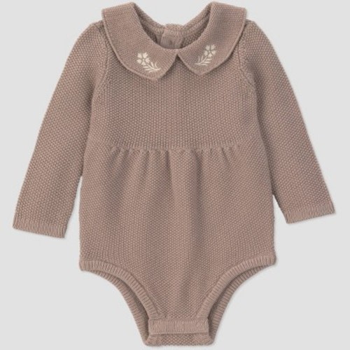 Carter's Just One You® Baby Girls' Long Sleeve Collared Sweater Knit Bubble Romper - Brown 3M