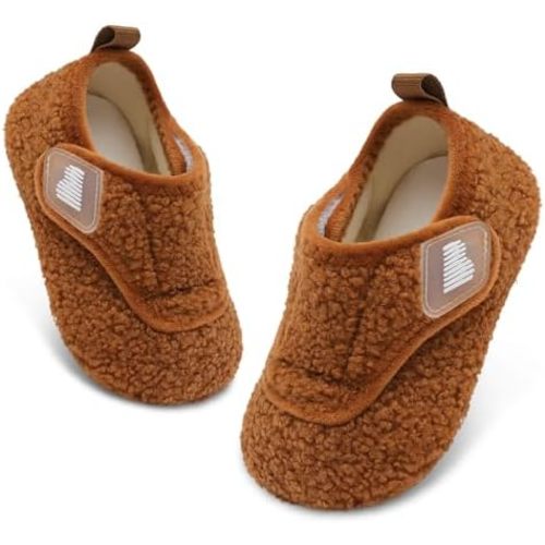BARERUN Toddler Slippers Boys Girls House Shoes Warm Kids Slippers With Non-Slip Rubber Sole Fuzzy Cozy Walking Shoes Indoor/Outdoor