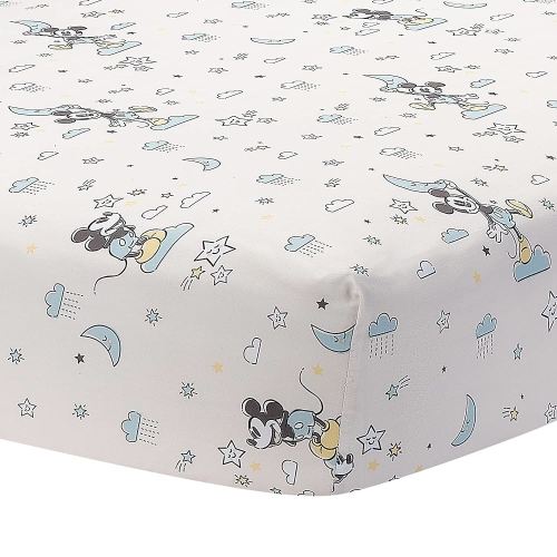 Lambs & Ivy Disney Baby Moonlight Mickey Mouse Fitted Crib Sheet - White