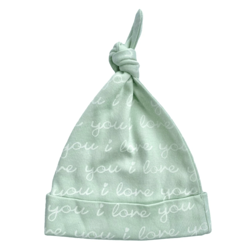 GOTS Certified Organic Cotton Hat - I Love You (Desert Green)