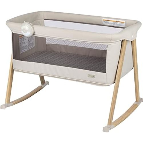 Safety 1st Rest-and-Romp 2-in-1 Bassinet and Play Yard with Soothing Sounds, Lights & Vibration, Dunes Edge