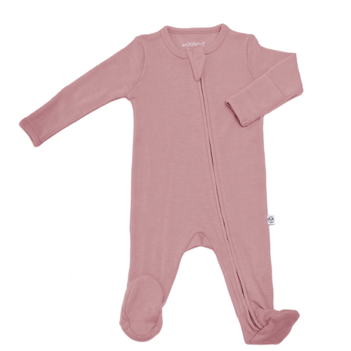 Footie Pajamas, Merino Wool, Blush
