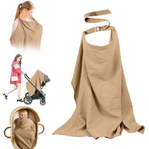 Clearance under $4 Breastfeeding Cover Nursing Breastfeeding Cover Muslin Cotton Soft Breathable Nursing Cover Adjustable Strap Breast Feeding Coverall Breast Feeding Privacy Cover Full Coverage