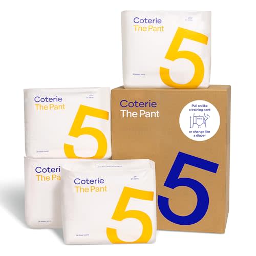 Coterie The Pant, Size 5 Refastenable Training Pants (3T/4T, 27-38lbs) | Includes 112 total pants, fits 3T/4T (27-38 lbs), hypoallergenic, super absorbent overnight leak protection