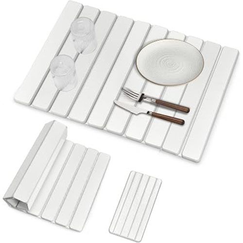 Large Stone Dish Drying Mats for Kitchen Counter, Dish Drying Mat with Coasters, Collapsible Quick-Dry Diatomite Drying Mat for Dishes, Bottles & Cups【24"×16" & 8"x 4" 】