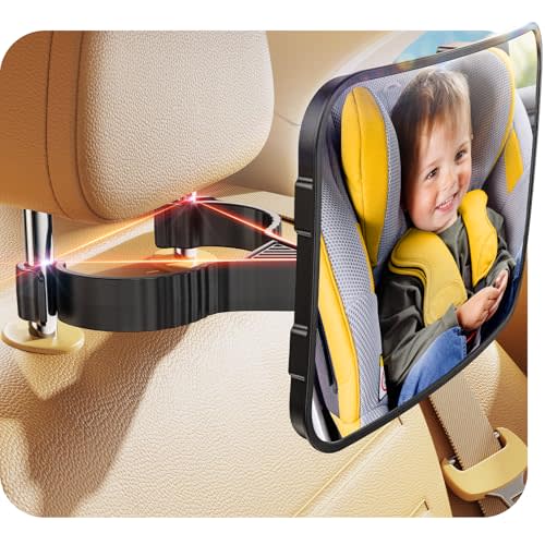 Baby Car Mirror Hook Design Ultra Stable Car Seat Mirror for Baby Rear Facing Secure and Shatterproof CarSeat Mirrors 360° Clear View Newborn Essential Accessories