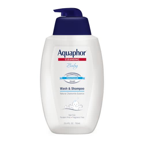 Aquaphor Baby Body Wash and Shampoo, 25.4 FL OZ | Tear Free Shampoo and Body Wash for Baby, Gently Cleanses, Non-Drying and Fragrance Free, Pediatrician Recommended Brand