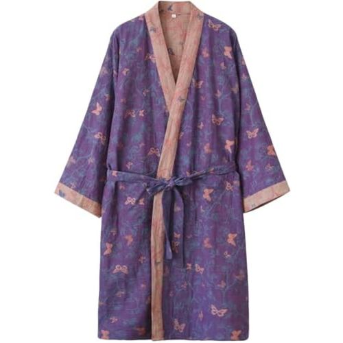 Arssm Women Cotton Gauze Robe Yukata Muslin Kimono Bathrobe