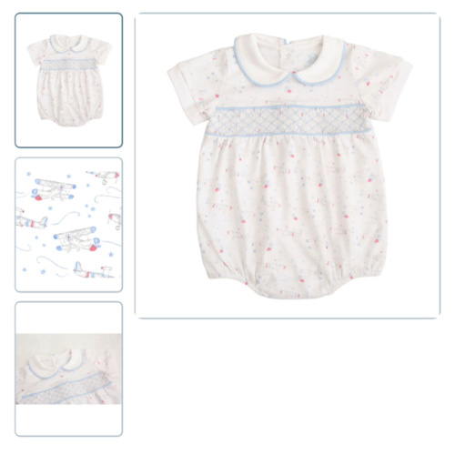 Little Aviators | Short Sleeve Smocked Bubble – Baby Dunn