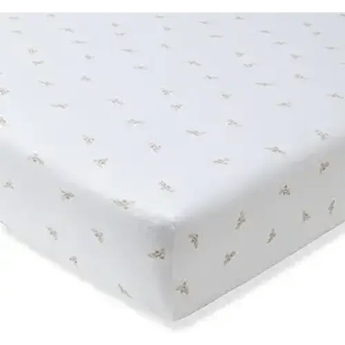 Burt's Bees Baby Essential Organic Cotton Fitted Crib Sheet, Breathable for Boy Girl Standard Crib & Toddler Mattresses