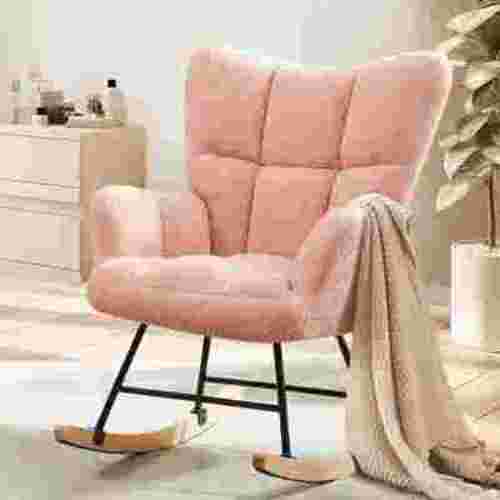 CONCETTA Nursery Rocking Chair Teddy, High Backrest, Comfortable Stylish with Padded Seat Glider Rocker for Living Rooms, Bedrooms, Offices, Pink