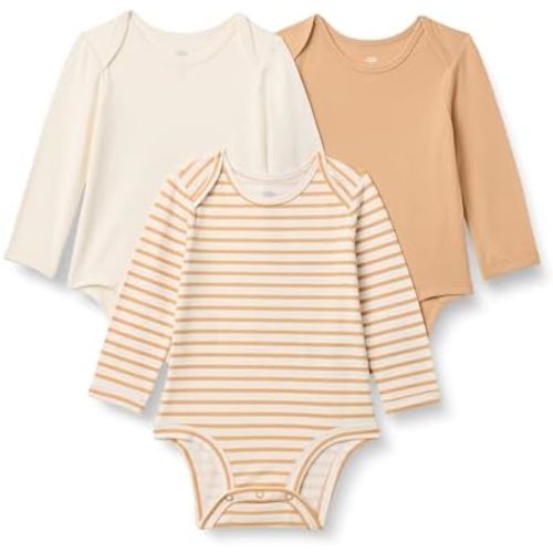 Amazon Essentials x Sofia Grainge Unisex Babies' Long Sleeve Crew Neck Bodysuit, Pack of 3