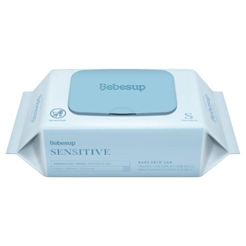 BEBESUP-Korea’s #1 Sensitive Baby Wipes -Hypoallergenic Water-based Unscented Alcohol-Free Extra-Thick Organic Superfood Extracts Plant- Based for sensitive skin Flip-Top (1 Pack)