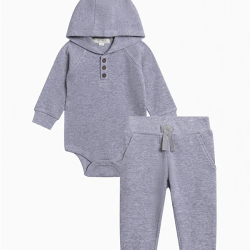 Organic Baby Boy Waffle Bodysuit Set