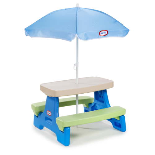 Little Tikes Foldable Indoor/Outdoor Toddler Picnic Table with Bench, Umbrella and Patio Features, Ages 2+