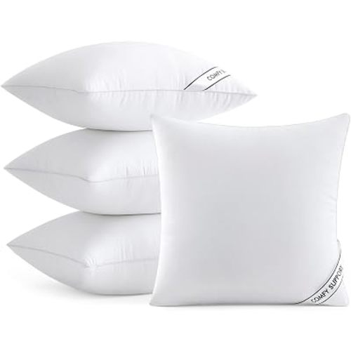 MIULEE Insertos de Almohadas de 18 x 18 Pulgadas, Paquete de 4 Relleno Virgen Alternativo al Plumón Soporte Cómodo Almohadas Decorativas para Sofá Sillón Cama