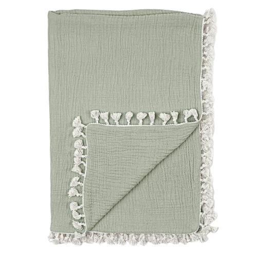 6-Layer Cotton Muslin Baby Blanket (Green Fern)