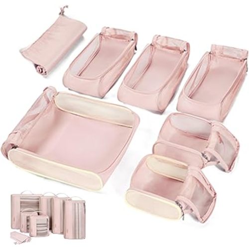 BAGSMART Keep Shape Packing Cubes, 7 Set for Travel, Lightweight Cubes, Suitcase Organizer Bags Set for Essentials